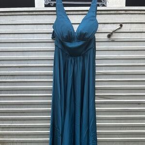 Midi teal satin dress